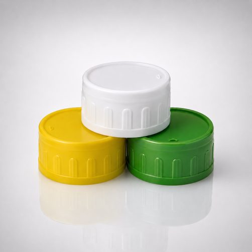 46mm pesticide bottle caps in white, yellow and green
